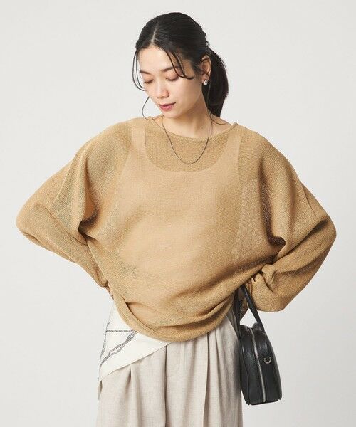 green label relaxing / グリーンレーベル リラクシング ニット・セーター | ペーパー ニット プルオーバー ウォッシャブル（BEIGE）