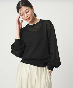 green label relaxing / グリーンレーベル リラクシング ニット・セーター | 【WEB限定】＜at ease＞バイカラー シアー ニット プルオーバー