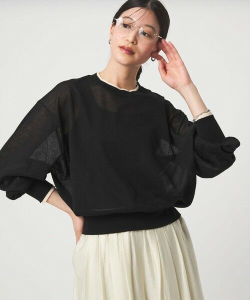 green label relaxing / グリーンレーベル リラクシング ニット・セーター | 【WEB限定】<at ease>バイカラー シアー ニット プルオーバー | 詳細1