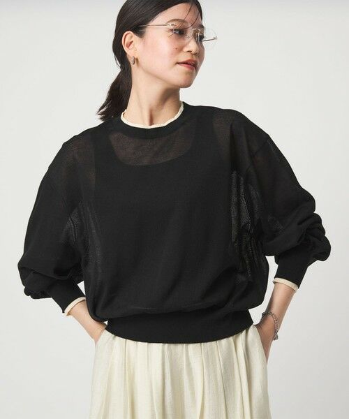 green label relaxing / グリーンレーベル リラクシング ニット・セーター | 【WEB限定】<at ease>バイカラー シアー ニット プルオーバー | 詳細2