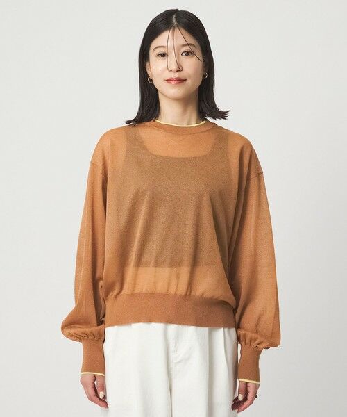 green label relaxing / グリーンレーベル リラクシング ニット・セーター | 【WEB限定】<at ease>バイカラー シアー ニット プルオーバー | 詳細10