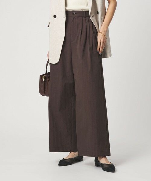 green label relaxing / グリーンレーベル リラクシング その他パンツ | ［size SHORTあり］グロッシー ワイド パンツ（DK.BROWN）