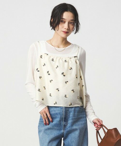 green label relaxing / グリーンレーベル リラクシング キャミソール・チューブトップ | フラワー ジャガード キャミソール | 詳細3