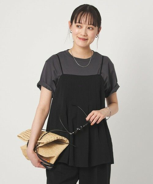 green label relaxing / グリーンレーベル リラクシング キャミソール・チューブトップ | シアーエア キャミソール マシンウォッシャブル（BLACK）