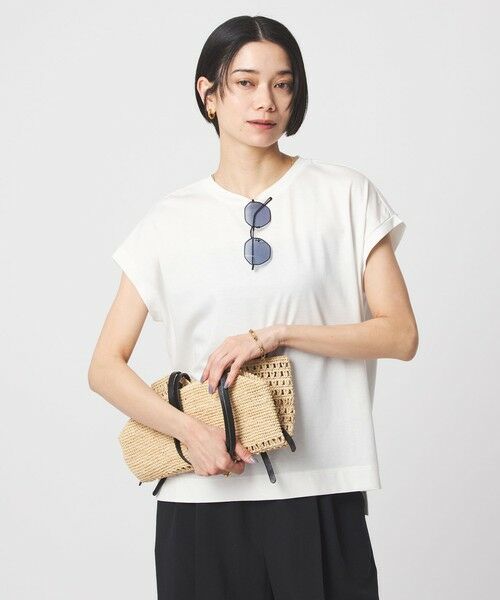 green label relaxing / グリーンレーベル リラクシング Tシャツ | グロッシー フレンチスリーブ Tシャツ 制菌（OFF WHITE）