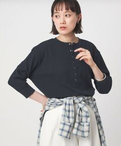 green label relaxing / グリーンレーベル リラクシング カットソー | 【WEB限定】＜at ease＞ワッフル ヘンリーネック 5分袖 カットソー