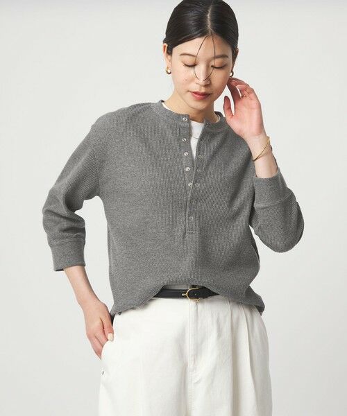green label relaxing / グリーンレーベル リラクシング カットソー | 【WEB限定】＜at ease＞ワッフル ヘンリーネック 5分袖 カットソー | 詳細1
