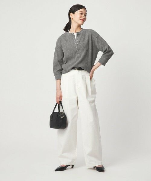 green label relaxing / グリーンレーベル リラクシング カットソー | 【WEB限定】＜at ease＞ワッフル ヘンリーネック 5分袖 カットソー | 詳細3