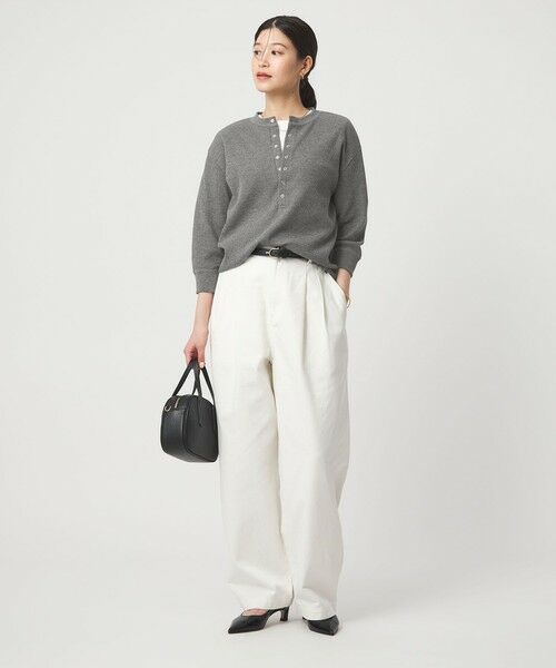 green label relaxing / グリーンレーベル リラクシング カットソー | 【WEB限定】＜at ease＞ワッフル ヘンリーネック 5分袖 カットソー | 詳細4