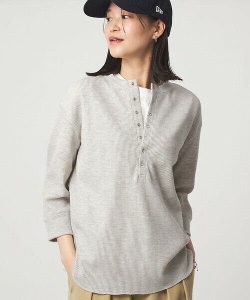 green label relaxing / グリーンレーベル リラクシング カットソー | 【WEB限定】＜at ease＞ワッフル ヘンリーネック 5分袖 カットソー（NATURAL）