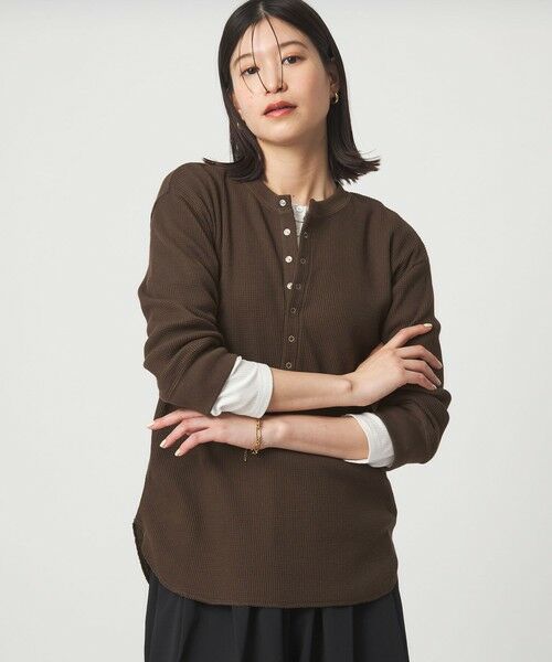 green label relaxing / グリーンレーベル リラクシング カットソー | 【WEB限定】＜at ease＞ワッフル ヘンリーネック 5分袖 カットソー | 詳細20