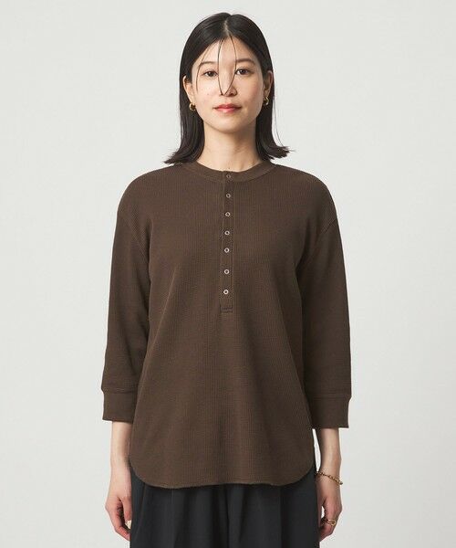 green label relaxing / グリーンレーベル リラクシング カットソー | 【WEB限定】＜at ease＞ワッフル ヘンリーネック 5分袖 カットソー | 詳細16