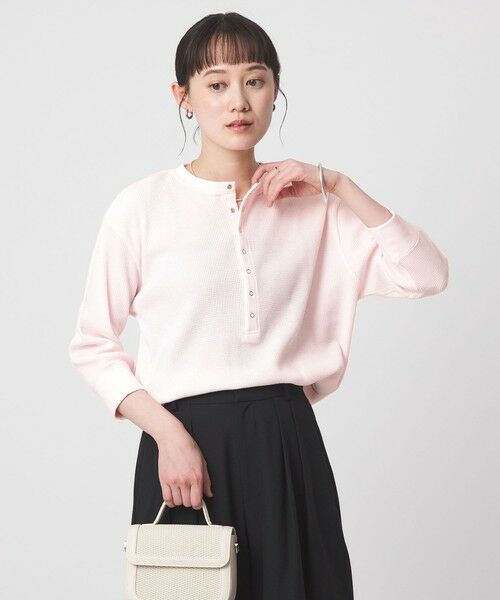 green label relaxing / グリーンレーベル リラクシング カットソー | 【WEB限定】＜at ease＞ワッフル ヘンリーネック 5分袖 カットソー | 詳細23