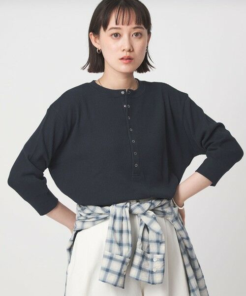 green label relaxing / グリーンレーベル リラクシング カットソー | 【WEB限定】＜at ease＞ワッフル ヘンリーネック 5分袖 カットソー | 詳細26