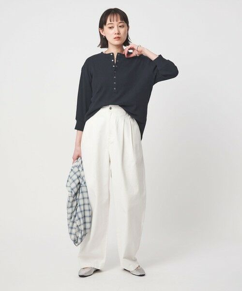 green label relaxing / グリーンレーベル リラクシング カットソー | 【WEB限定】＜at ease＞ワッフル ヘンリーネック 5分袖 カットソー | 詳細29