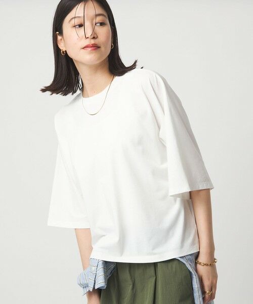 green label relaxing / グリーンレーベル リラクシング カットソー | 【WEB限定】＜at ease＞ドルマン カットソー 接触冷感（WHITE）