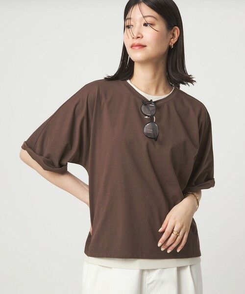 green label relaxing / グリーンレーベル リラクシング カットソー | 【WEB限定】＜at ease＞ドルマン カットソー 接触冷感（DK.BROWN）