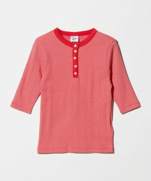 green label relaxing / グリーンレーベル リラクシング カットソー | ＜Robert P. Miller＞ヘンリーネック 5分袖 プルオーバー カットソー（RED）