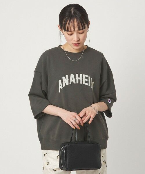 green label relaxing / グリーンレーベル リラクシング カットソー | 【別注】＜Champion＞6分袖 プリント スウェット プルオーバー | 詳細1