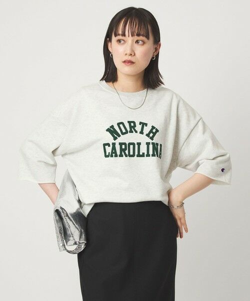 green label relaxing / グリーンレーベル リラクシング カットソー | 【別注】＜Champion＞6分袖 プリント スウェット プルオーバー | 詳細5