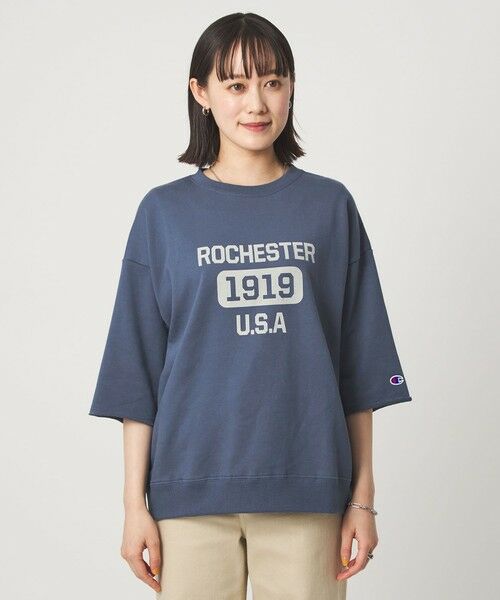 green label relaxing / グリーンレーベル リラクシング カットソー | 【別注】＜Champion＞6分袖 プリント スウェット プルオーバー | 詳細12