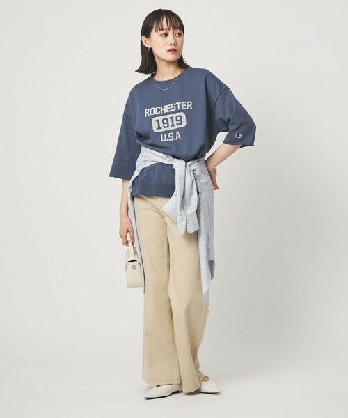 green label relaxing / グリーンレーベル リラクシング カットソー | 【別注】＜Champion＞6分袖 プリント スウェット プルオーバー | 詳細11