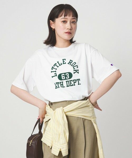 green label relaxing / グリーンレーベル リラクシング Tシャツ | 【別注】＜Champion＞プリント Tシャツ（OFF WHITE）