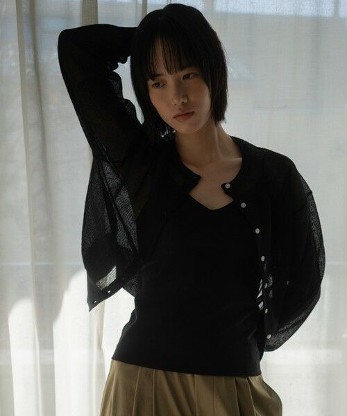 green label relaxing / グリーンレーベル リラクシング キャミソール・チューブトップ | Vネックキャミソール（BLACK）