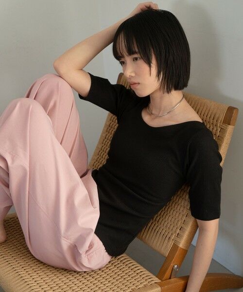 green label relaxing / グリーンレーベル リラクシング Tシャツ | カップデザインネックTシャツ（BLACK）