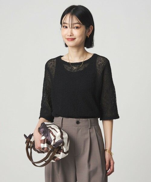 green label relaxing / グリーンレーベル リラクシング ニット・セーター | ノットヤーン ショートスリーブ プルオーバー ウォッシャブル | 詳細6