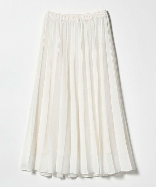 green label relaxing / グリーンレーベル リラクシング ロング・マキシ丈スカート | シアー ガーゼ プリーツスカート（OFF WHITE）