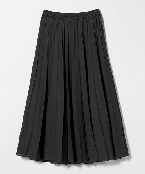 green label relaxing / グリーンレーベル リラクシング ロング・マキシ丈スカート | シアー ガーゼ プリーツスカート（BLACK）