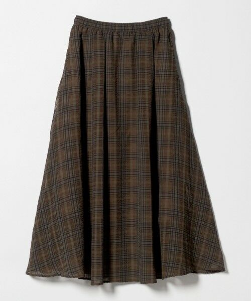 green label relaxing / グリーンレーベル リラクシング ロング・マキシ丈スカート | シアー チェック ロング スカート（MD.BROWN）