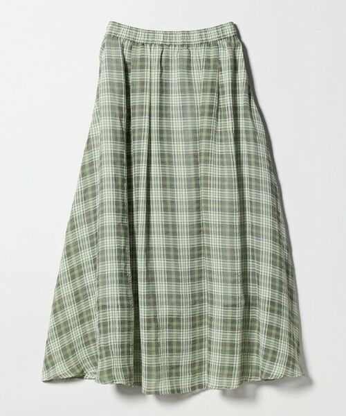 green label relaxing / グリーンレーベル リラクシング ロング・マキシ丈スカート | シアー チェック ロング スカート（LIME）