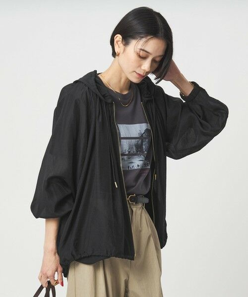 green label relaxing / グリーンレーベル リラクシング ブルゾン | シアー ギャザー フード ブルゾン | 詳細11