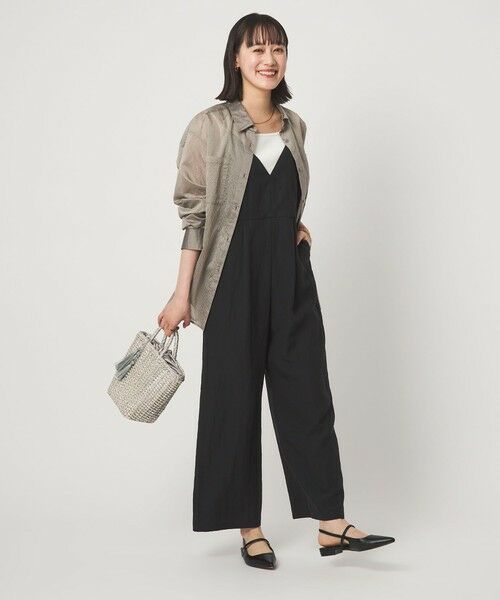 green label relaxing / グリーンレーベル リラクシング サロペット・オールインワン | ［size SHORT/TALLあり］フィブリル Vネック オールインワン | 詳細1