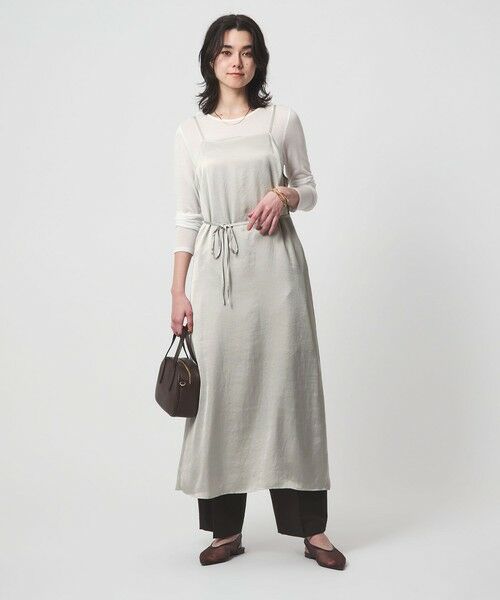 green label relaxing / グリーンレーベル リラクシング ミニ丈・ひざ丈ワンピース | ライトサテン キャミソール ワンピース | 詳細1