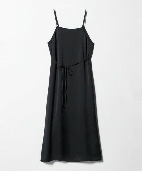 green label relaxing / グリーンレーベル リラクシング ミニ丈・ひざ丈ワンピース | ライトサテン キャミソール ワンピース（BLACK）