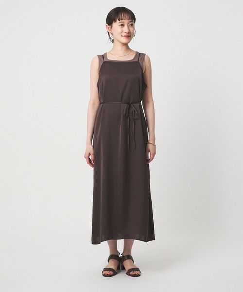 green label relaxing / グリーンレーベル リラクシング ミニ丈・ひざ丈ワンピース | ライトサテン キャミソール ワンピース | 詳細17