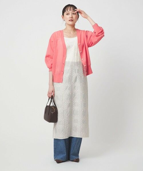 green label relaxing / グリーンレーベル リラクシング ロング・マキシ丈ワンピース | シアー クロス ステッチ ワンピース | 詳細1