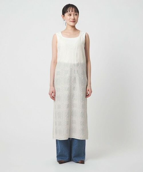 green label relaxing / グリーンレーベル リラクシング ロング・マキシ丈ワンピース | シアー クロス ステッチ ワンピース | 詳細6