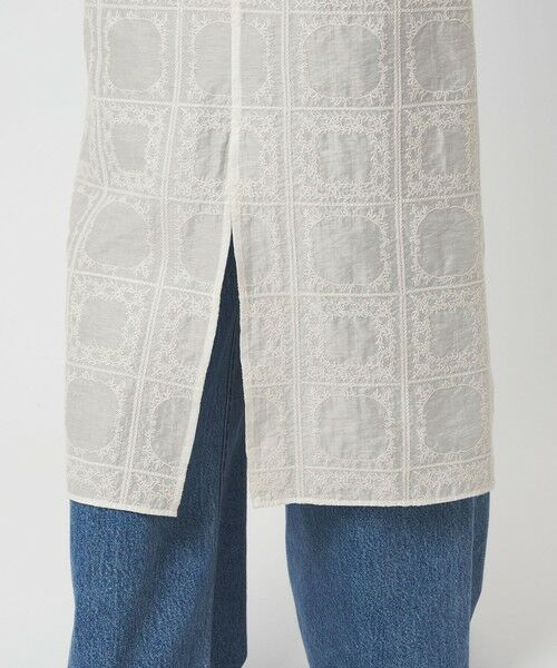 green label relaxing / グリーンレーベル リラクシング ロング・マキシ丈ワンピース | シアー クロス ステッチ ワンピース | 詳細13