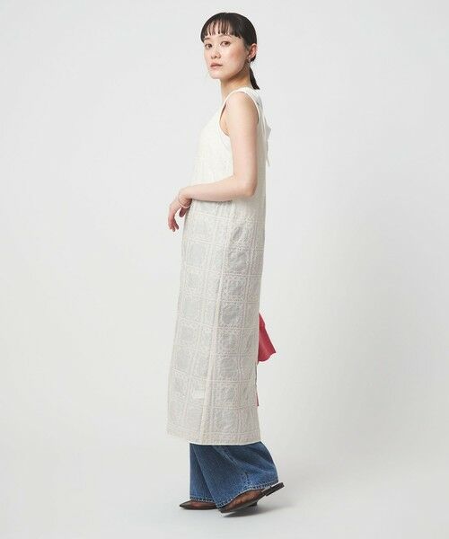 green label relaxing / グリーンレーベル リラクシング ロング・マキシ丈ワンピース | シアー クロス ステッチ ワンピース | 詳細4