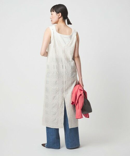 green label relaxing / グリーンレーベル リラクシング ロング・マキシ丈ワンピース | シアー クロス ステッチ ワンピース | 詳細5