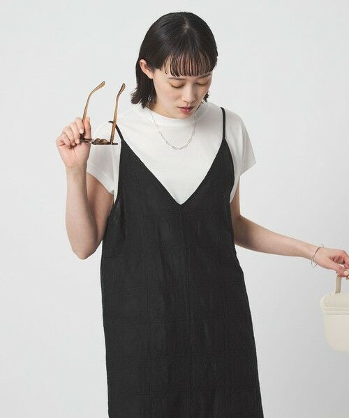 green label relaxing / グリーンレーベル リラクシング ロング・マキシ丈ワンピース | シアー クロス ステッチ ワンピース | 詳細16