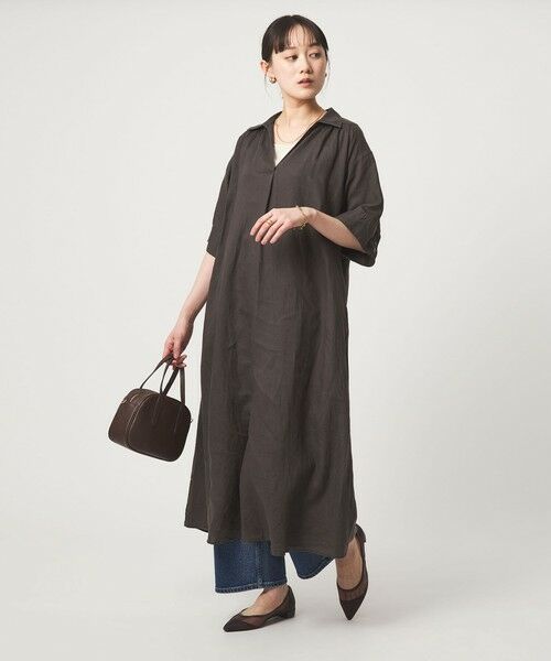 green label relaxing / グリーンレーベル リラクシング ロング・マキシ丈ワンピース | ［size SHORTあり］リネン シャツ ワンピース | 詳細3