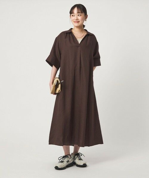 green label relaxing / グリーンレーベル リラクシング ロング・マキシ丈ワンピース | ［size SHORTあり］リネン シャツ ワンピース | 詳細5