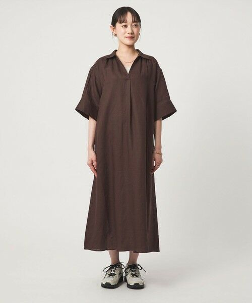 green label relaxing / グリーンレーベル リラクシング ロング・マキシ丈ワンピース | ［size SHORTあり］リネン シャツ ワンピース | 詳細9