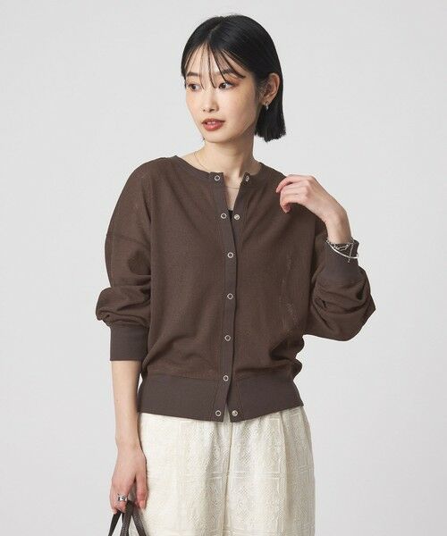 green label relaxing / グリーンレーベル リラクシング カーディガン・ボレロ | シアー サーマル 2WAY カーディガン（MD.BROWN）