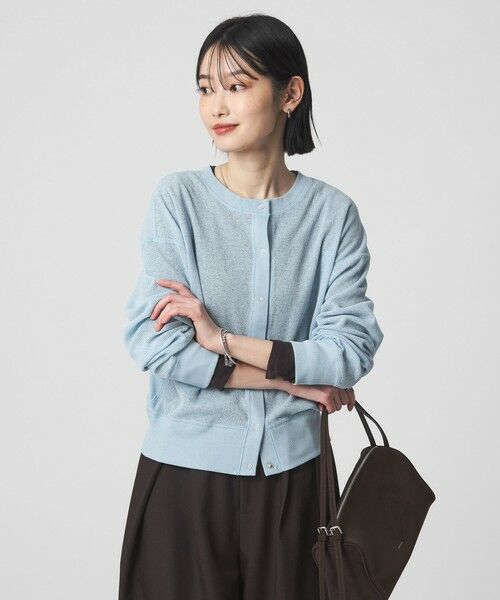 green label relaxing / グリーンレーベル リラクシング カーディガン・ボレロ | シアー サーマル 2WAY カーディガン（LT.BLUE）